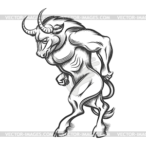 Minotaur Engraving - vector image