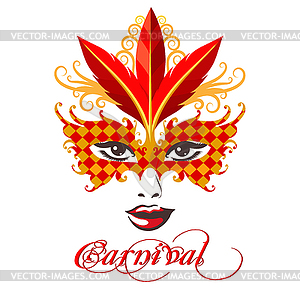 Venetian Carnival Mask Emblem - vector clip art