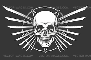 Human Skull Emblem Design - vector clipart