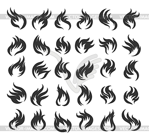 Fire Flame Icon Set - vector clipart