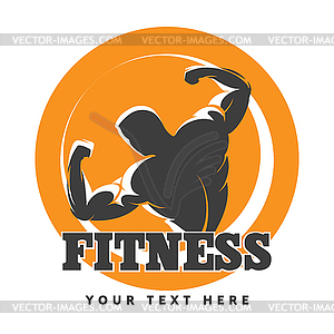 Posing Bodybuilder Fitness Emblem - vector image