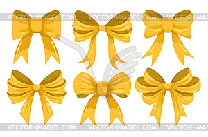 Cartoon Gold Bow Set.  - vector clipart