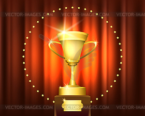 Golden Trophy Cup Winner Emblem. - vector clip art
