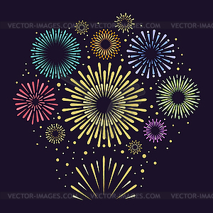 Gold Festive Fireworks - vector image