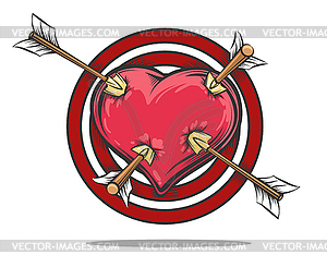 Heart Target Pierced by Arrows - vector clip art