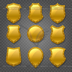 Golden Shields Emblem Set - vector clipart