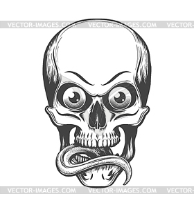 Skull with Eyes and Tongue Sticking Out - vector clip art