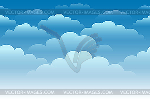Мультяшный Облачное небо Горизонтальные Бесшовные фона - векторизованное изображение клипарта