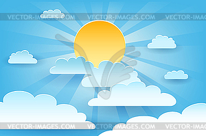 Sun and Cloud Paper Cut - vector image