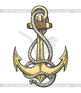 Anchor in Ropes Colorful Tattoo - vector clip art