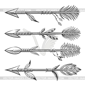 indian bow and arrows drawing