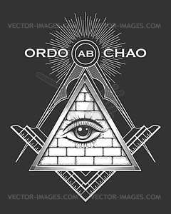 All seeing eye. Mystic occult esoteric symbol - vector clipart