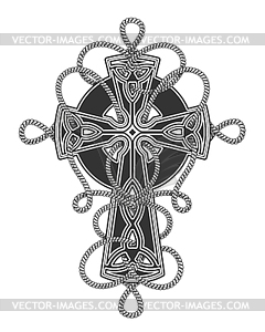 Celtic Cross in Ropes Tattoo - vector clip art