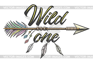 Индейская стрелка с надписью Wild One - изображение в векторном виде