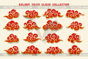 Golden Asian Clouds Collection - vector clip art