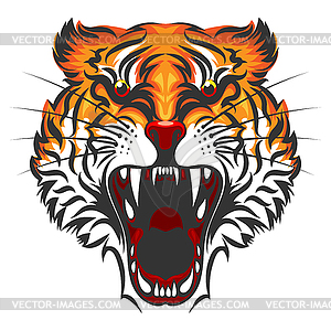 Злой тигр - изображение в векторном формате