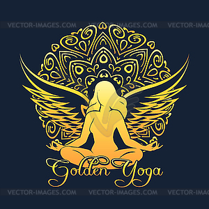 Golden Yoga Emblem - vector EPS clipart