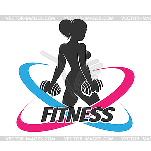 Fitness logo template with Woman at Workout - vector image