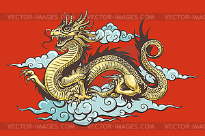 Traditional Chinese Dragon in Sky - vector image
