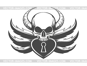 Skull and Padlock Tattoo - vector EPS clipart