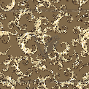 Baroque Swirl Victorian golden Seamless Pattern - vector clip art