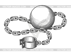 Ball and Chain Engraving - vector clip art