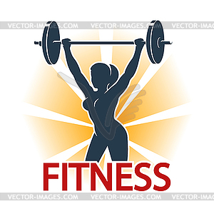 Fitness Emblem with silhouette of woman doing - vector clipart