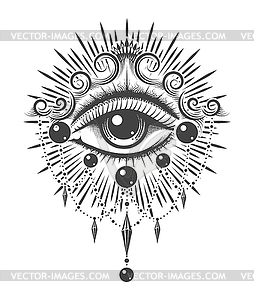 All Seeing Eye Esoteric Tattoo - stock vector clipart