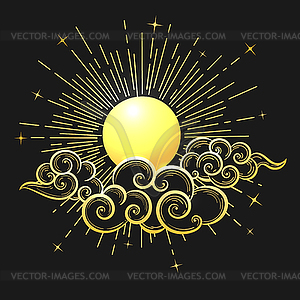 Sun and Clouds - vector clip art