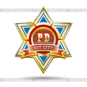 Police Golden Badge Emblem - color vector clipart