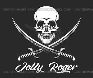 Pirate Skull Jolly Roger Emblem on black - vector clipart