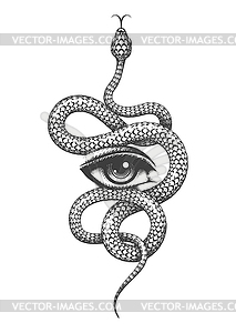 Eye and Snake Symbol of Wisdom Tattoo - vector clipart