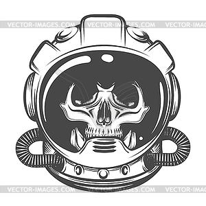 Skull in Astronaut Helmet Tattoo - vector clip art