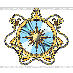 Морской компас и Якоря с эмблемой Цепей - клипарт в векторном виде