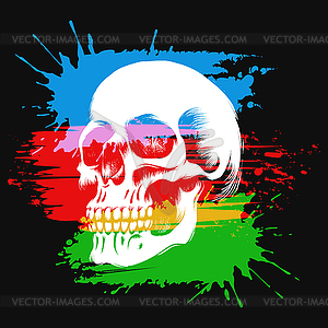 Multicolored Skull Print Design on Black - vector clipart