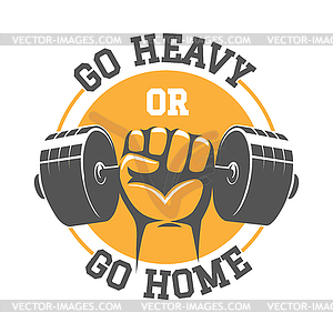 Fitness or Athletic Club Emblem with Fist Holds - vector clip art