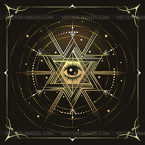 Всевидящее Око Масонский символ Эзотерический - клипарт в векторном виде