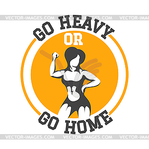 Fitness Club Emblem with Athletic Woman and Slogan - vector image