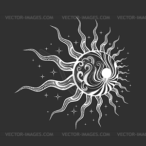 Esoteric Emblem of Sun on Black - vector clip art