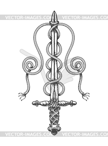 Rising Sword in Ropes Morale Symbol Tattoo - royalty-free vector image