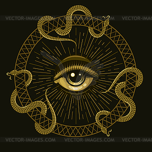 Эмблема Всевидящего ока и змей - клипарт в векторном формате