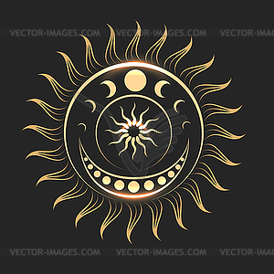 Sun and Moon Ancient Esoteric - vector image