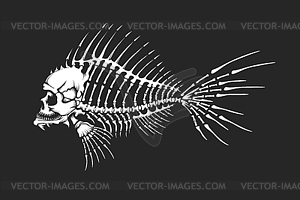 Human Skull Dead Fish Skeleton - vector clipart / vector image