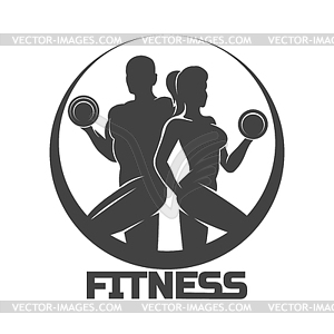 Bodybuilder Fitness Gym Woman and Man Athletic - white & black vector clipart