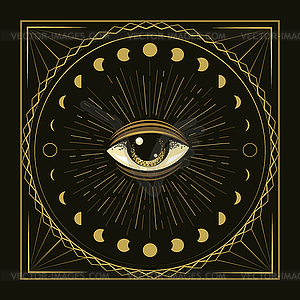 All Seeing Eye Esoteric Mystical Geometry Alchemy - vector image