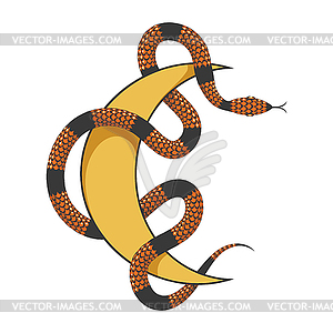 Snake and Moon Esoteric Emblem - vector image