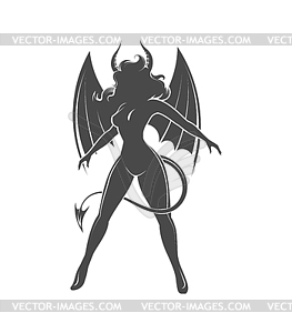 Devil Girl with Wings and Tail - vector clipart