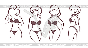 Female Body Stilyzed Silhouette in Lingerie - vector clipart