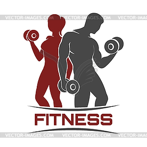 Gym Body Fitness Logo Man and Woman Athletic Symbol - vector image