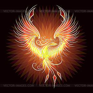 Rising Fire Burning Phoenix Bird - vector clip art